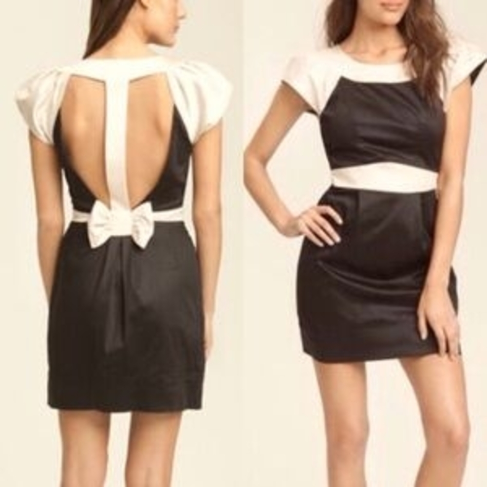 French Connection Blue and Cream Sheath Dress with Peter Pan Collar